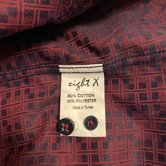 Eight X Premium by Buckle burgundy slim fit long sleeve button down shirt - Picture 12 of 12